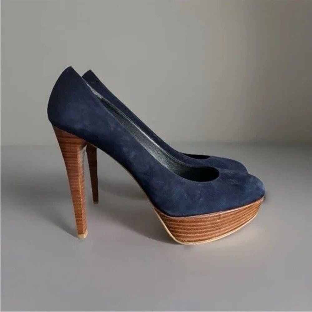 Stuart‎ Weitzman Blue Suede Heels Women’s Size 8.5 Stiletto Pump 5”